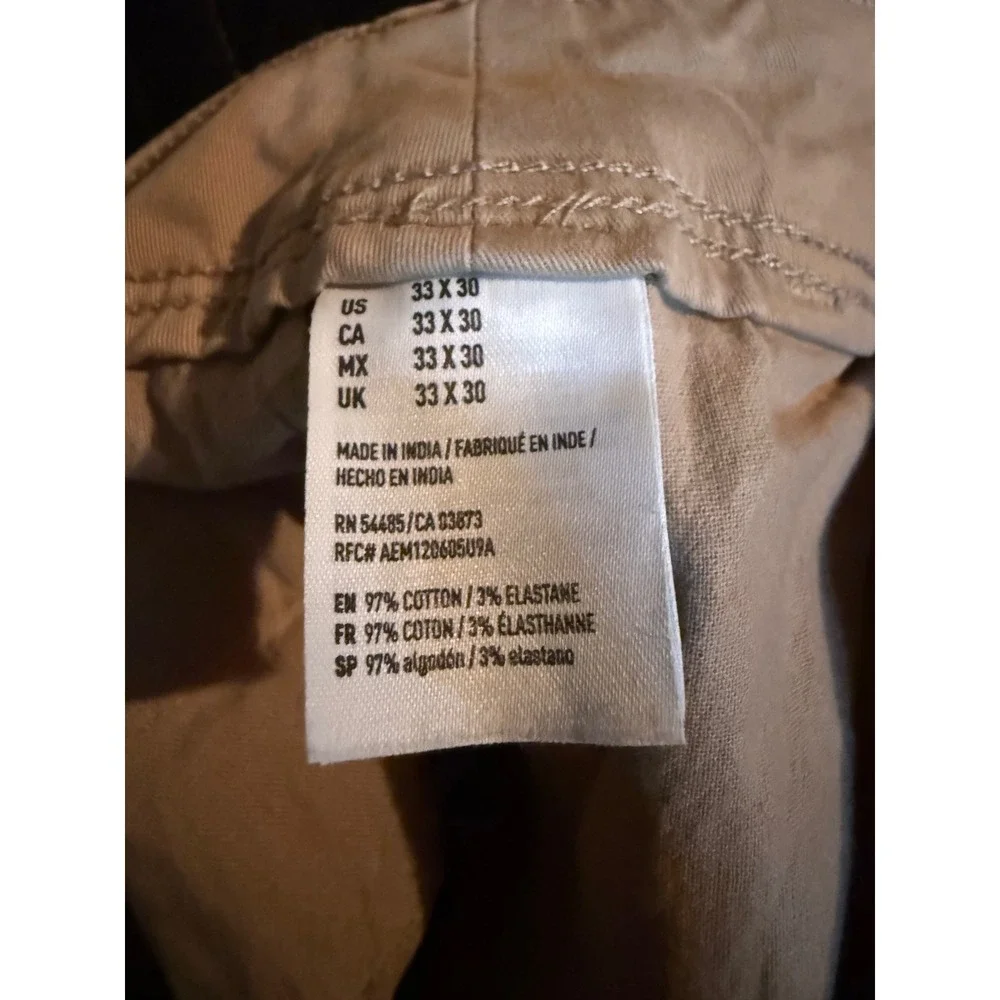 American Eagle Extreme Flex Relaxed Straight Pants Mens 33x30 Khaki Tan Chino